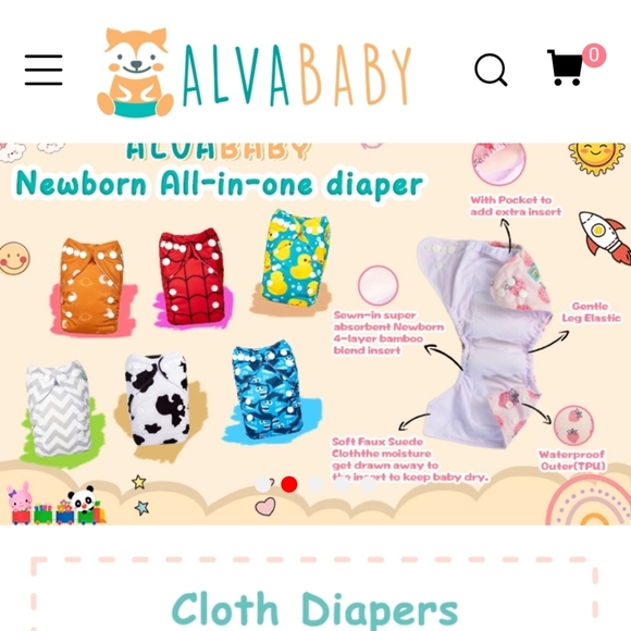 Alva baby cloth diapers all in one fit and inserts - Picture 2 of 12